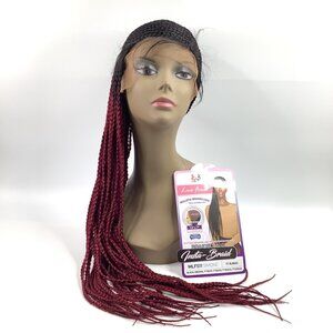 Lace Front Synthetic Braided Wig Medium Length Black & Burgundy Braids Natural L